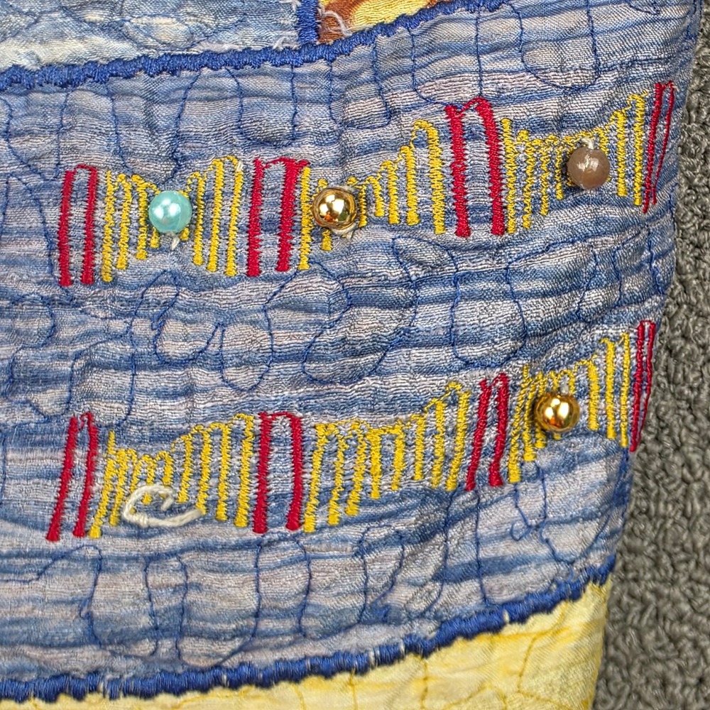 J.R. Resort Silk Patchwork Quilted Jacket Women Multicolor Boho Art to Wear 1X - Picture 9 of 12